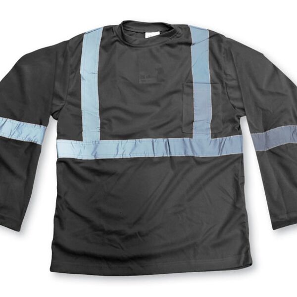 100% Soft Polyester Black Traffic Safety Long Sleeve T-Shirt Thumbnail