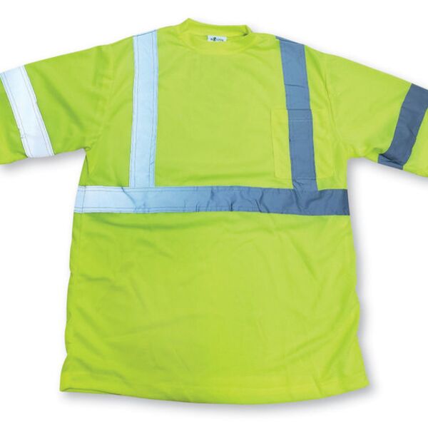 100% Soft Polyester Lime Traffic Safety Short Sleeve T-Shirt Thumbnail